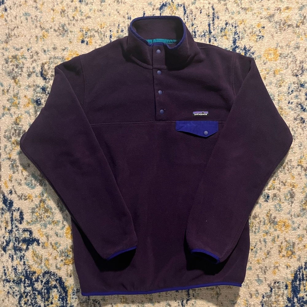 Women’s Patagonia Synchilla Snap T Fleece Size XL Purple Blue